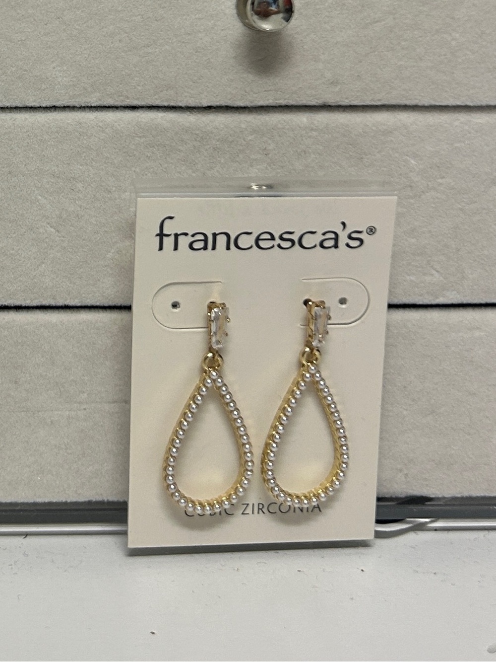 Francesca's Collections Gold Teardrop Pearl Dangle Earrings